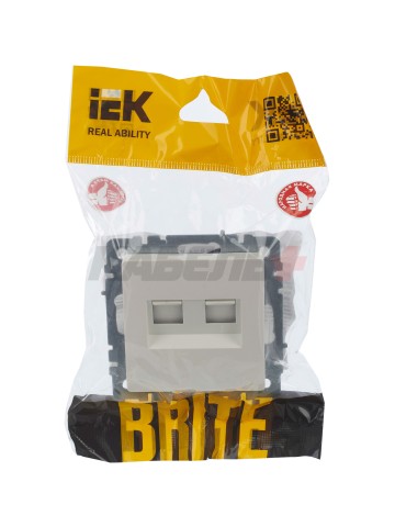 BRITE Розетка двойная RJ11+RJ45 кат.5E РК/Т12-БрЖ жемчуг IEK