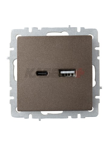 BRITE Розетка USB A+C 18Вт РЮ11-1-БрТБ темная бронза IEK