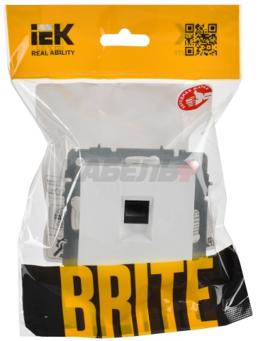 BRITE Розетка компьютерная RJ45 кат.6 РК11-БрАБ арктический белый IEK