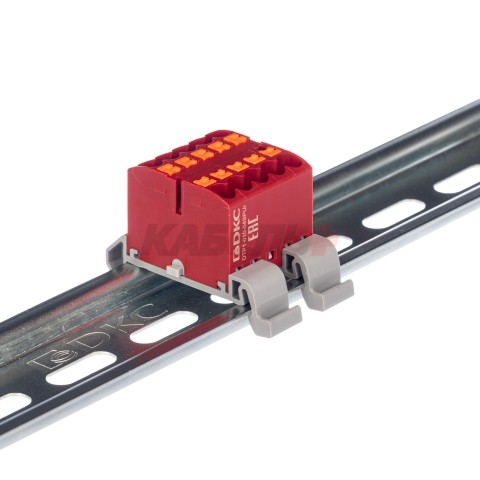 Блок распределительный, зажим push-in, 10 точек подключения 2,5 кв.мм, красный DKC