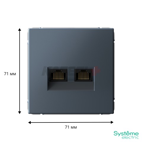 ARTGALLERY РОЗЕТКА двойная компьютерная RJ45+RJ45, кат.6А, механизм, ГРИФЕЛЬ