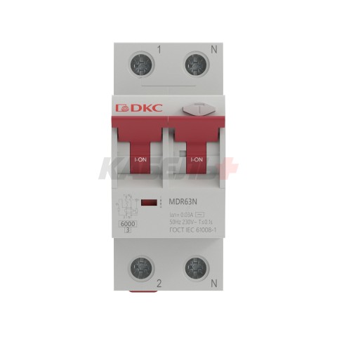 Дифавтомат YON max типа MDR, 1P+N, 10mA, 10A, хар-ка C, 6kA, тип А DKC