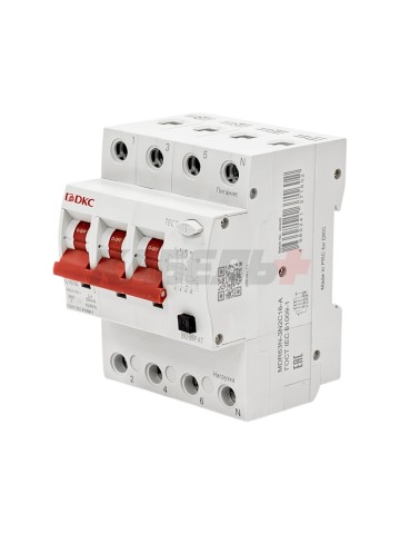 Дифавтомат YON max типа MDR, 3P+N, 30mA, 16A, хар-ка C, 6kA, тип A DKC