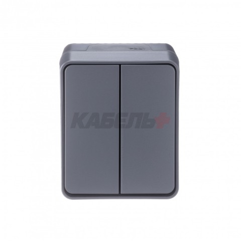 ATLASDESIGN PROFI IP54 О/У 2-клавишный ВЫКЛЮЧАТЕЛЬ, сх.5, 10АХ, АНТРАЦИТ