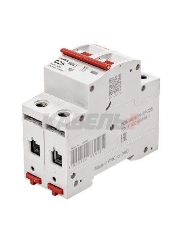 Автоматический выключатель YON max типа MD63N, 6кА, 2 полюса, хар-ка C, 25А DKC