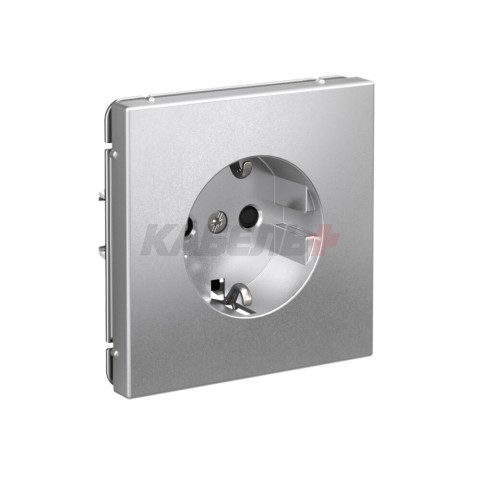ARTGALLERY РОЗЕТКА с заземлением со шторками, 16А, механизм, быстрозажим. клем., АЛЮМИНИЙ