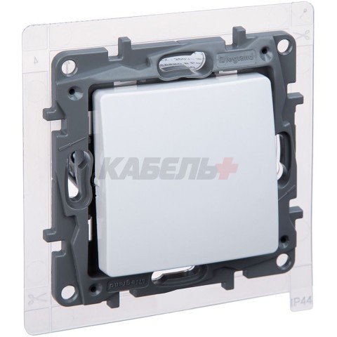 ETIKA Выключатель 1-клавишный проходной 10А IP44 безвинтовое крепление белый