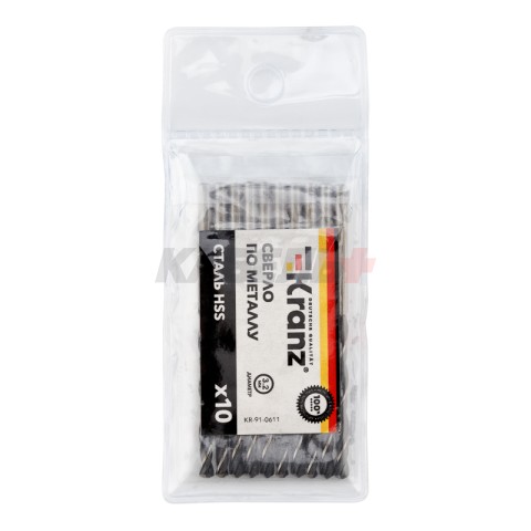 Сверло по металлу 3,2х65х36мм (HSS), DIN 338, 10 шт. в упаковке KRANZ