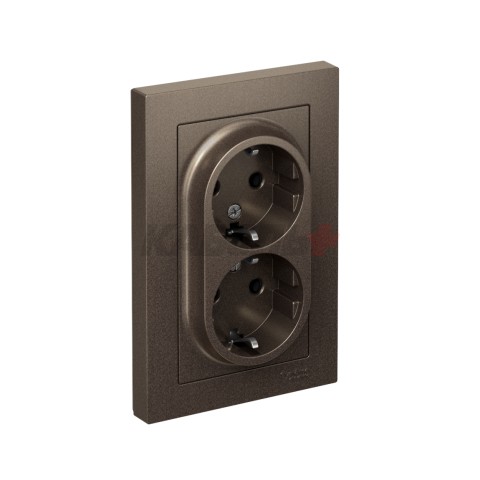 ATLASDESIGN РОЗЕТКА двойная с заземлением без шторок, 16А, в сборе, МОККО