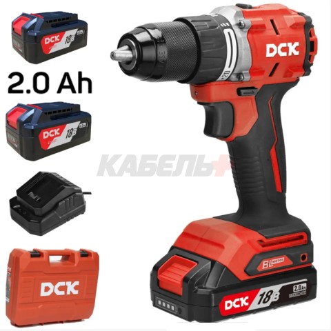 Дрель-шуруповерт аккум бесщеточная ударная DCK KDJZ2060i 18В, 2*2А/ч. 60нм, кейс