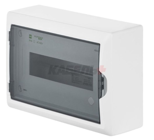 Щит навесной ECO BOX 1x12M, N/PE 2x 6x16+3x10mm2, дымчатая пласт. дверь, белый RAL9003, 198x298x96mm, IP40
