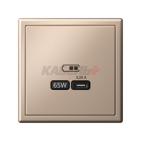 ARTGALLERY USB РОЗЕТКА тип-С 65Вт высокоскор.заряд. QC, PD, механизм, ПЕСОЧНЫЙ