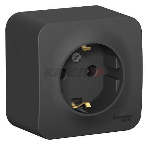 BLANCA О/У РОЗЕТКА с заземлением без шторок ИЗОЛ.ПЛ., 16А, 250В, АНТРАЦИТ