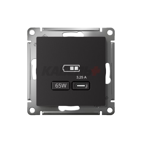 ATLASDESIGN USB РОЗЕТКА тип-С 65Вт высокоскор.заряд. QC, PD, механизм, КАРБОН
