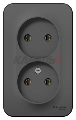 BLANCA О/У РОЗЕТКА двойная без заземления без шторок, ИЗОЛ.ПЛ., 16А, 250В, АНТРАЦИТ