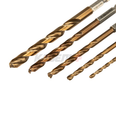 Набор сверл по металлу «Кобальт», 3-8 мм, Р6М5К5, шестигранный хвостовик, 5 шт. KRANZ