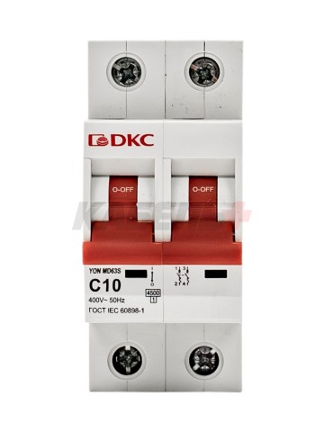 Автоматический выключатель YON max типа MD63S, 4,5кА, 2 полюса, хар-ка C, 10А DKC