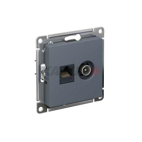 ATLASDESIGN РОЗЕТКА двойная ТВ + компьютерная RJ45 кат. 5e, механизм, ГРИФЕЛЬ