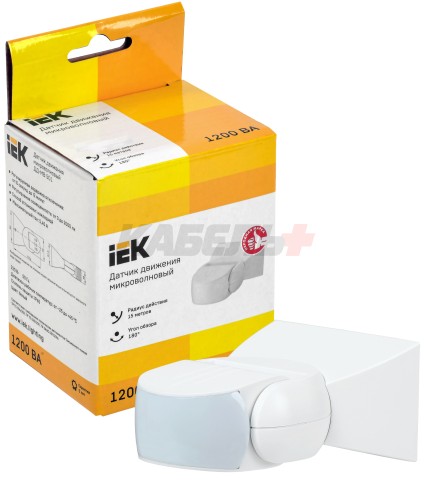 Датчик движения ДД-МВ 501 белый 1200Вт 180гр 15м IP65 IEK