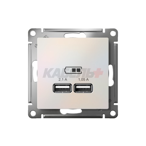 ATLASDESIGN USB РОЗЕТКА A+A, 5В/2,1А, 2х5В/1,05А, механизм, ЖЕМЧУГ