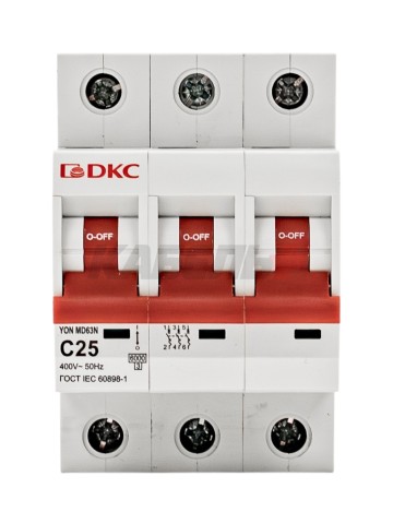 Автоматический выключатель YON max типа MD63N, 6кА, 3 полюса, хар-ка C, 25А DKC