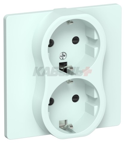 FLITE Розетка 2-местная с заземлением с защитными шторками безвинтовое крепление 16А РСш12-1-К-ФлХЛ холодный лед IEK