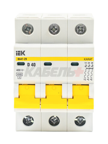 KARAT Автоматический выключатель ВА47-29 3P D 40А 4,5кА IEK