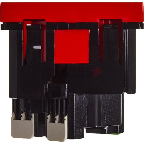 Розетка 45град с заземляющим контактом защитной шторкой и безвинтовым зажимом (2 модуля) красная