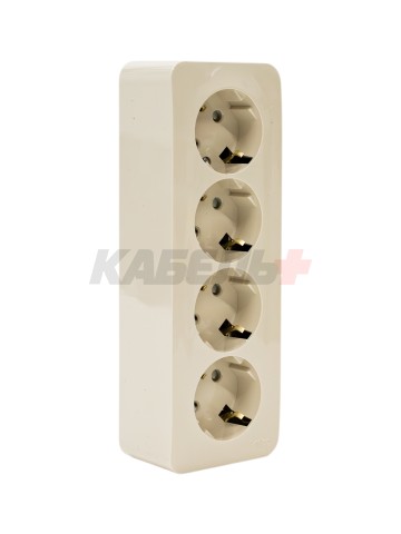 BLANCA О/У РОЗЕТКА 4-я с заземлением со шторками, ИЗОЛ.ПЛ., 16А, 250В, БЕЖЕВЫЙ