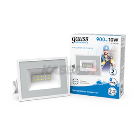 Прожектор светодиодный Gauss Elementary G2 10W 900lm IP65 6500К белый 1/60