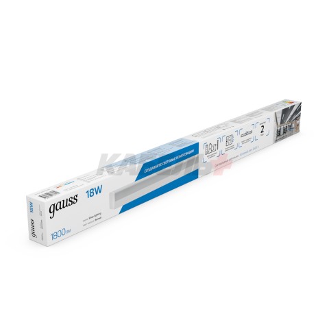 Св-к светодиодный матовый Gauss IP40 590x60x36мм 18W 1800Лм 6500K Shop Lighting белый 1/20