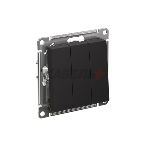 ATLASDESIGN 3-клавишный ВЫКЛЮЧАТЕЛЬ, сх.1+1+1, 10АХ, механизм, КАРБОН