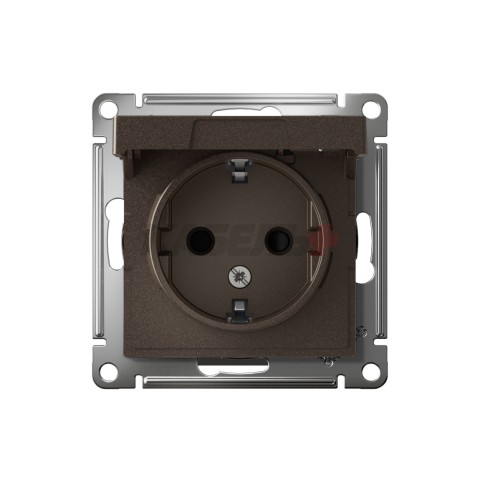 ATLASDESIGN РОЗЕТКА с заземлением со шторками с крышкой, 16А, IP20, механизм, МОККО