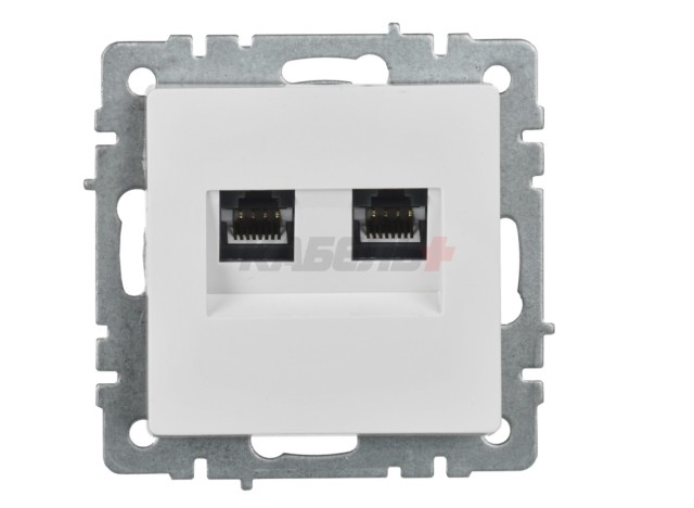BRITE Розетка компьютерная двойная кат.5E RJ45 РК10-2-БрБ белый IEK