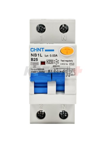 Дифавтомат NB1L 1P+N B25 30mA тип AC 10kА (36mm) (R)