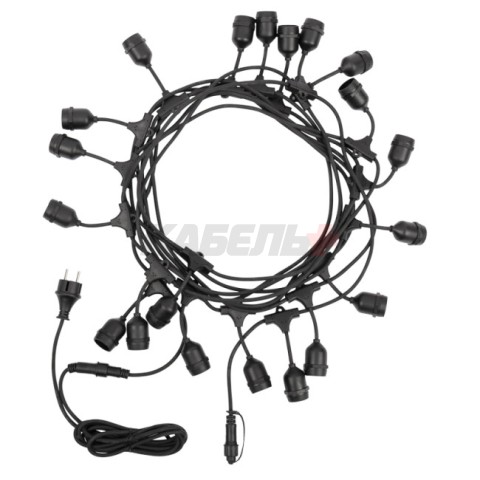 Гирлянда Белт Лайт Gen-Beltlight-20M-40E27-IP65 Black (Шаг 50См/16а/2*1,5mm +1,5m шнур)