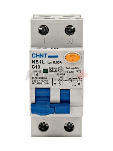 Диф. автомат NB1L 1P+N C10 30mA тип AC 10kA (36mm) (R)