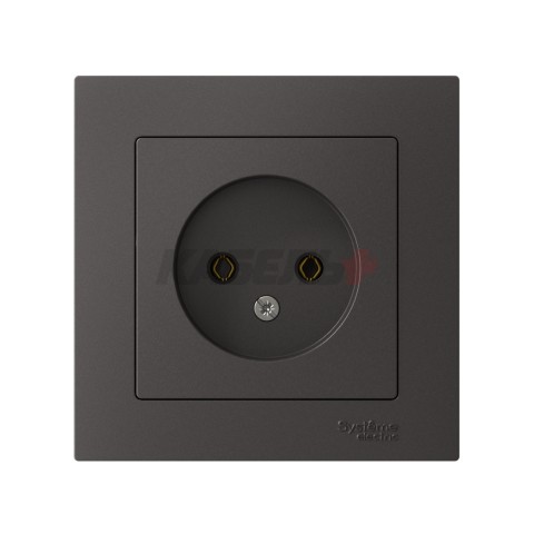 ATLASDESIGN РОЗЕТКА двойная без заземления со шторками, 16А, в сборе, БАЗАЛЬТ