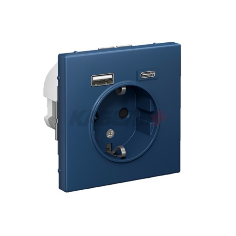 ARTGALLERY РОЗЕТКА 16А с 2 USB A+C, 5В/2,4А/3,0А, 2х5В/1,5А, механизм, АКВАМАРИН