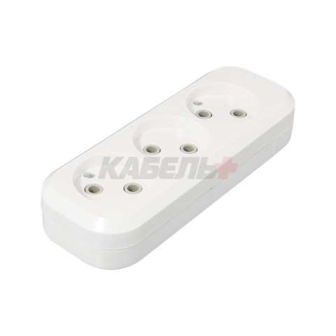 Розеточная колодка GSB-10-3-IP20 Classic, 10А, 3 места, б/з, б/в, IP20, 1/50