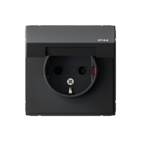 ARTGALLERY РОЗЕТКА с заземл. со шт. с крышк, 16А, IP44, механизм, КАРБОН