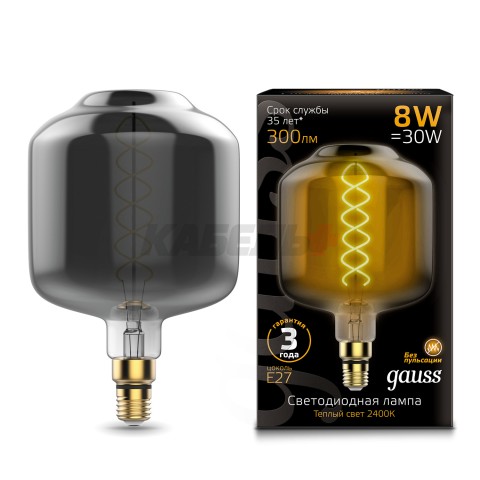 Лампа Gauss Filament DL180 8W 300lm 2400К Е27 gray flexible LED 1/6