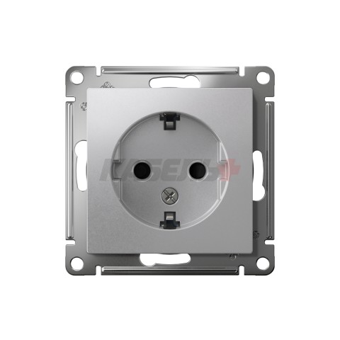 ATLASDESIGN РОЗЕТКА с заземлением со шторками, 16А, механизм, АЛЮМИНИЙ