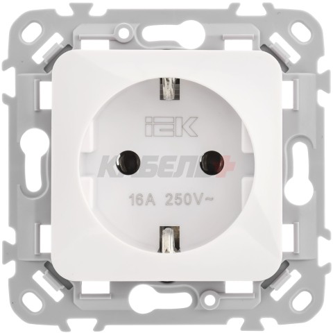FLITE Розетка с заземлением без защитных шторок безвинтовое крепление 16А РС11-1-ФлБ белый IEK