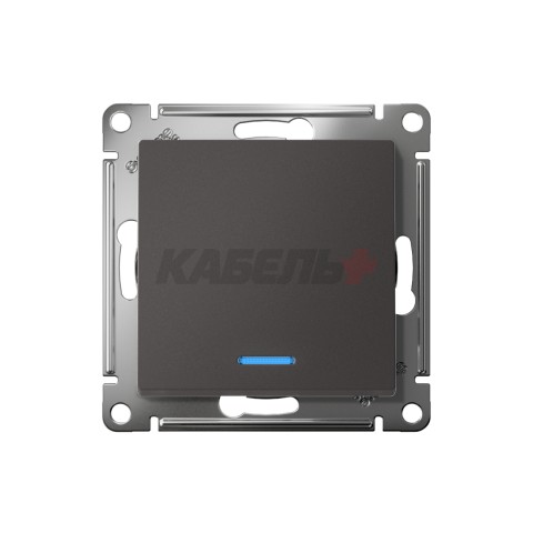 ATLASDESIGN 1-клавишный ПЕРЕКЛЮЧАТЕЛЬ с подсветкой, сх.6а, 10АХ, механизм, БАЗАЛЬТ