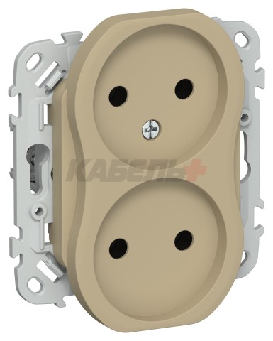 FLITE Розетка 2-местная без заземления без защитных шторок безвинтовое крепление 10А РС02-1-ФлХ хаки IEK