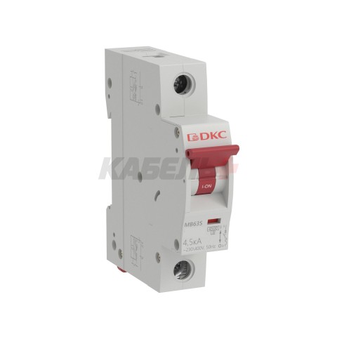 Модульный автоматический выключатель YON MB63, 1P, характеристика D, 25A, 4,5kA DKC