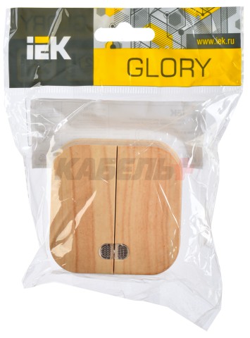 GLORY Выключатель 2-клавишный для открытой установки с индикацией 10А ВС20-2-1-ХС сосна IEK