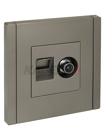 FORTE&PIANO Розетка двойная TV+RJ45 кат.5E FP536 сталь IEK