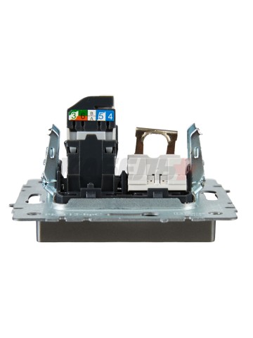 BRITE Розетка двойная RJ11+RJ45 кат.5E РК/Т12-БрС сталь IEK